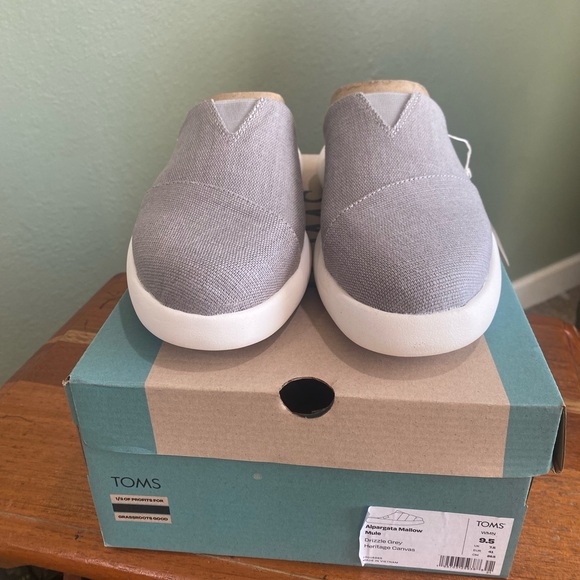 Toms Alpargata Mallow Mule Sneaker 9.5 Gray Casual Vacation Comfortable Slip On - Picture 2 of 7